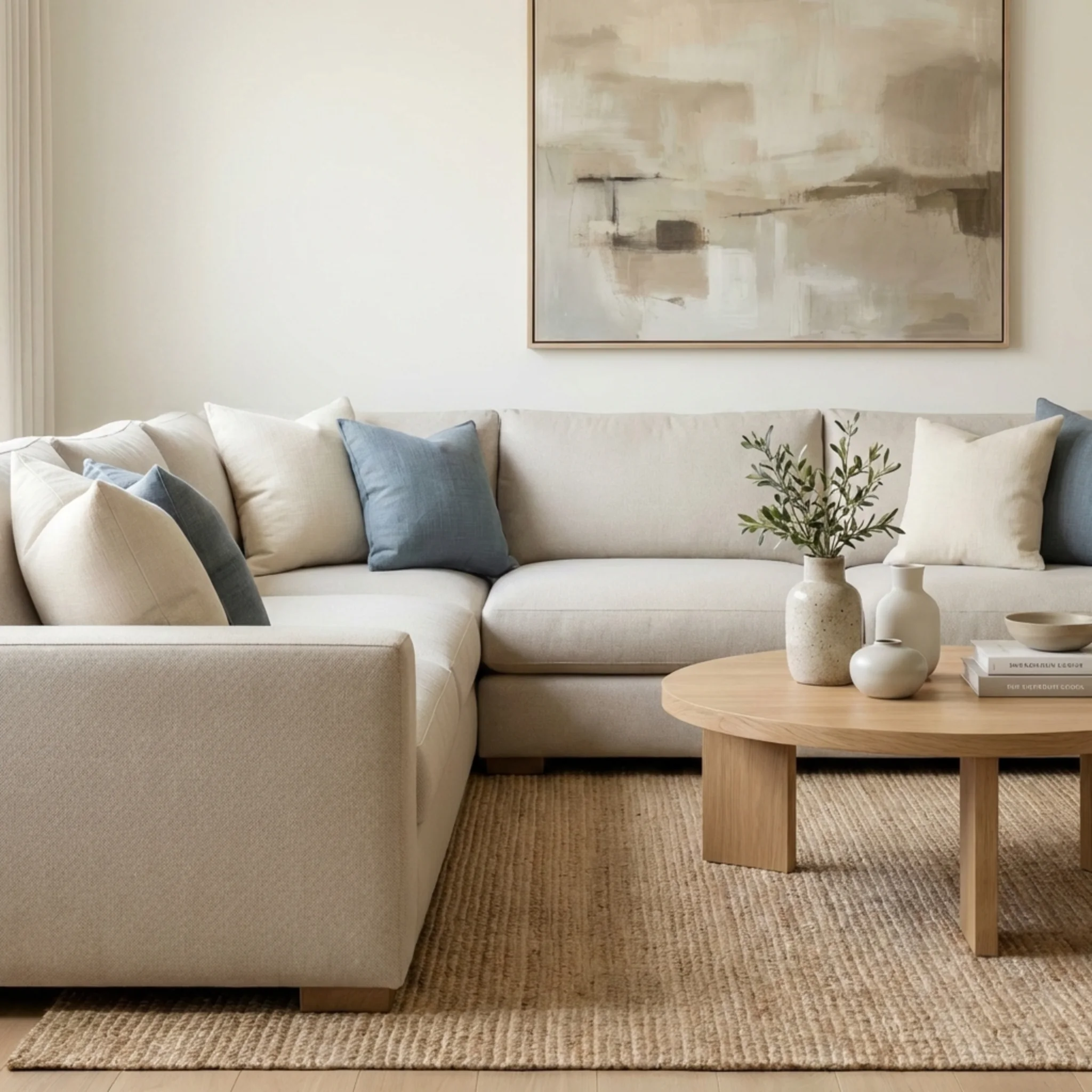 Side angle view of modern living room