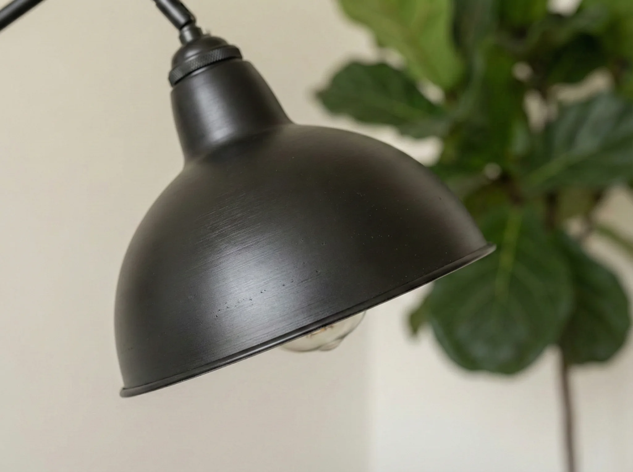 Hyperreal close-up render of modern black floor lamp